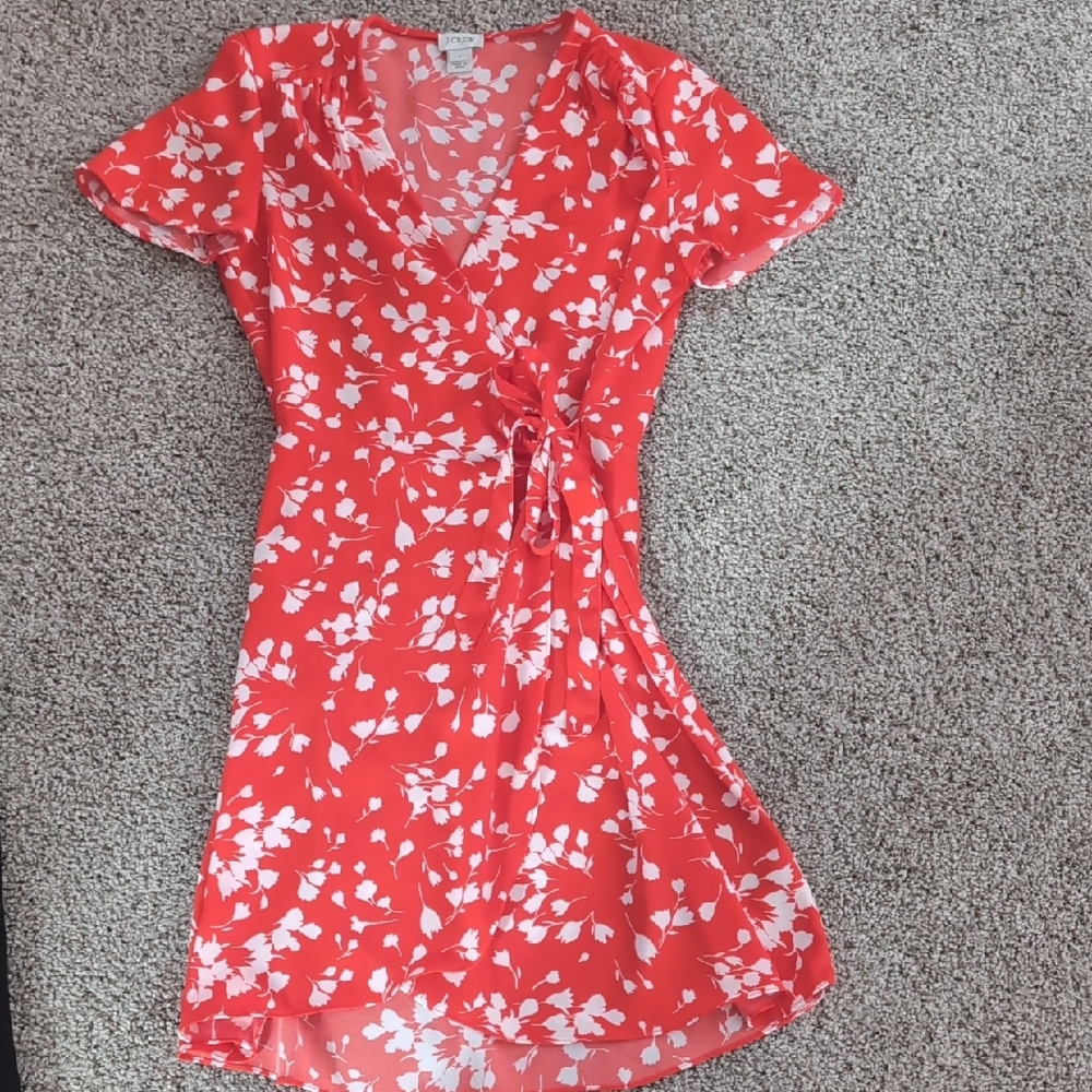 J. Crew Red and White Floral Mini Dress